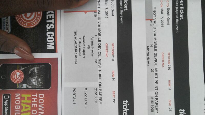 HURRY! 2 Ticket to the game 8p.m. TONIGHT