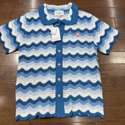 Casablanca Men's Wavy Gradient Open-knit Shirt Medium (oversized)