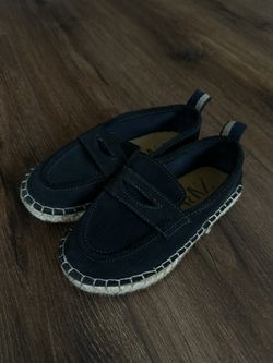 Zara Kids Boy Jute Sole Leather Loafers Espadrilles EU Size 24