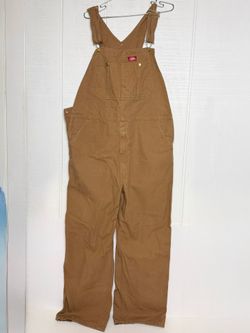 Dickies Men 38x28 Brown Duck Canvas Bib Workwear Carpenter Overalls DB100RTB