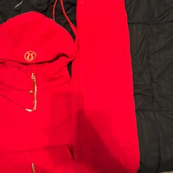 Red Lululemon Full Zip "Scuba" Set 