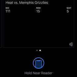 Miami Heat Vs Grizzlies Memphis Sec 111 Row 15 Seats 5-6 