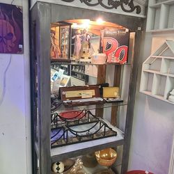 Large Wooden Mirrored Glass Shelf