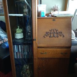 Antique Curio And Desk
