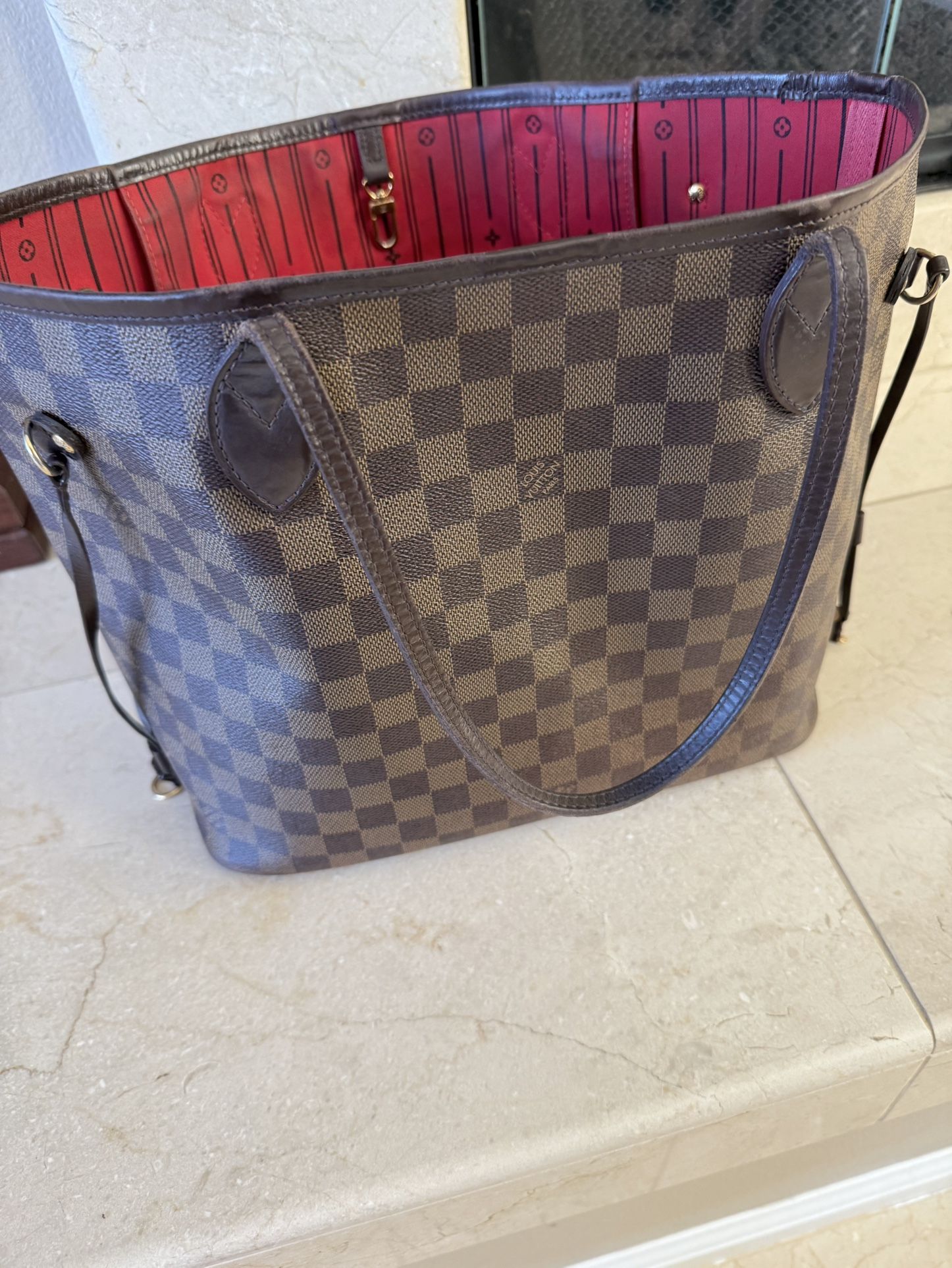 Louis Vuitton Neverfull MM Cherry Bag Damier Ebiene
