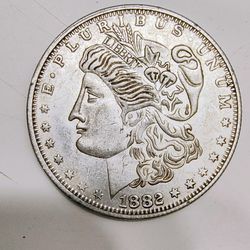 1882 Morgan Silver Dollar Almost Uncirculated 