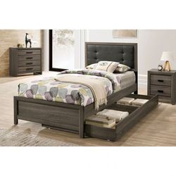 TWIN SIZE BED TRUNDLE STORAGE DRAWERS FRAME CAMA SENCILLA