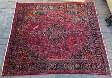 Authentic Hand-Knotted Persian Rug - 9.6 x 11.1 (Wool Room-Size Carpet)