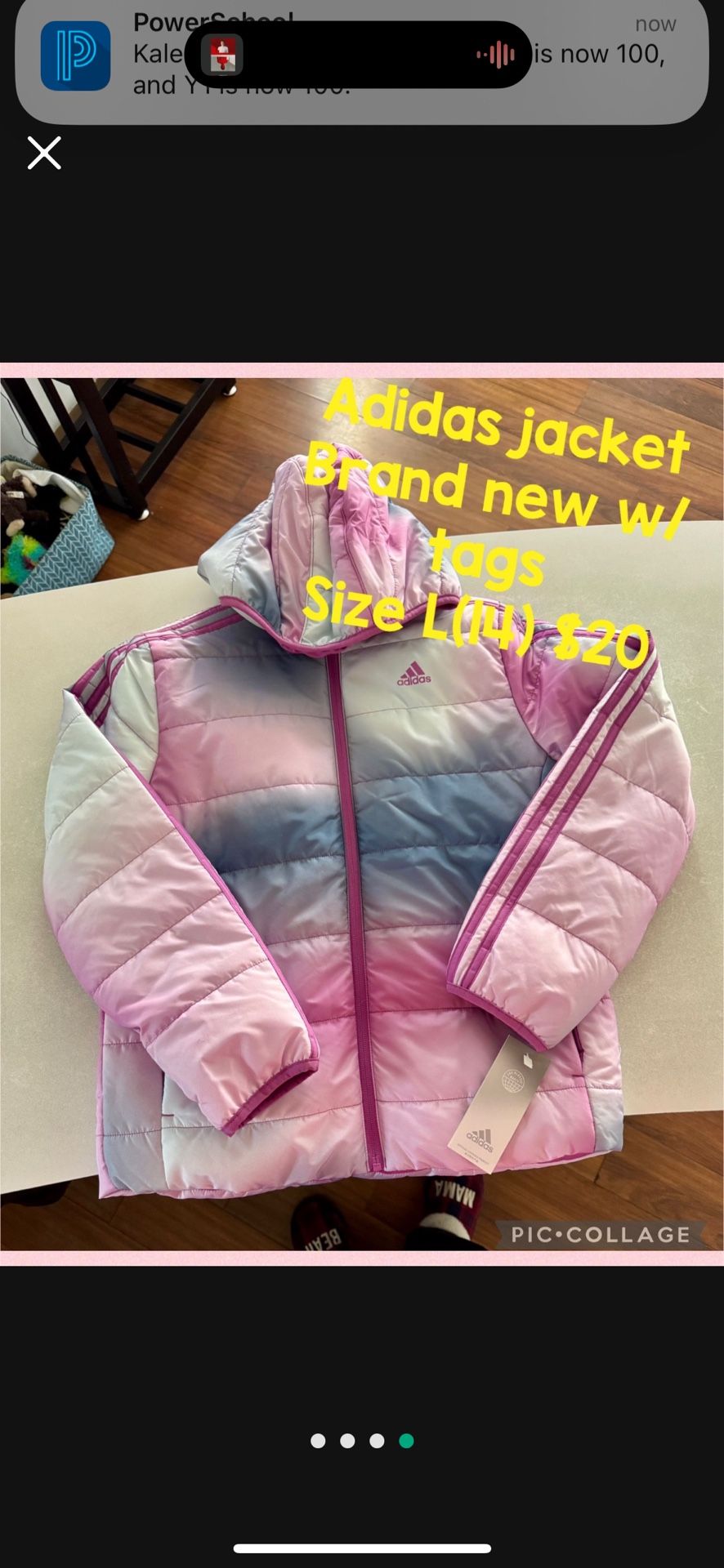 New W Tags Adidas Girls Jacket