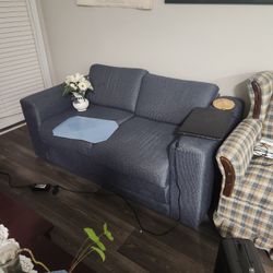 Two Couches One Is A Sofa Bed. The Other Is A Regular Couch Not Used For A Moment. 
