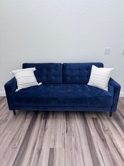 Blue mid century couch sofa