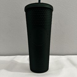 Limited Edition 2022 Starbucks Matte Dark Green Venti Studded Tumbler