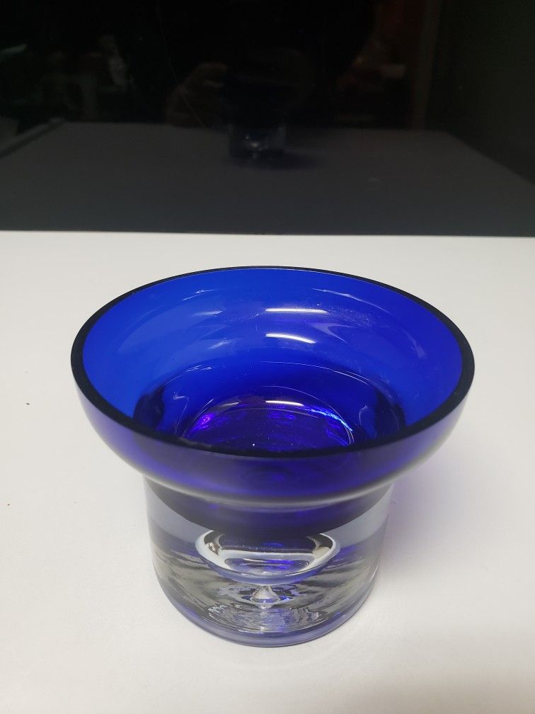 Partylite Cobalt Bubble Glass Candle Holder