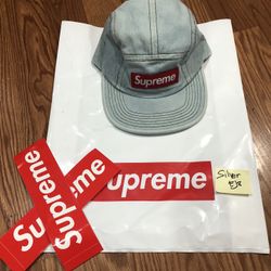 NEW Supreme Denim Washed Chino Twill Camp Cap 2017 SS17 Hat Jean 100% Authentic