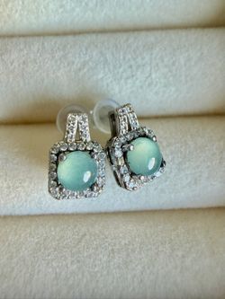 Genuine Grade A Natural Icy Glow Jadeite Jade Studs S925 Sterling Silver Gemstones Earrings