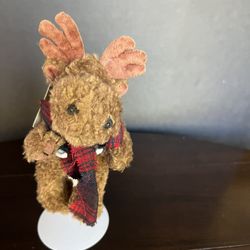  Boyds Bears "Mendel" Moose Plush 7" Red Plaid Scarf Jointed Stuffed Animal