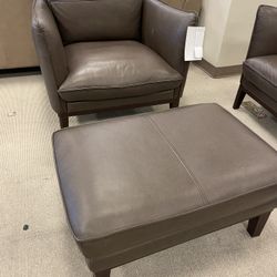 BRAND NEW 100% REAL LEATHER SOFA CHAIR AND OTTOMAN 