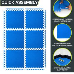 Interlocking Thick Foam Mats(Blue  Color)
