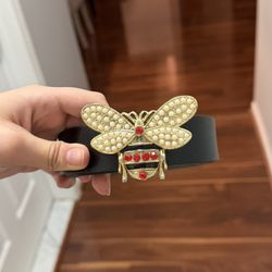 Black Belt with Gold and Red Bee Design