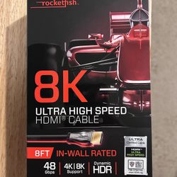 Rocketfish 8K Ultra High Speed HDMI Cable / New / In Wall Rated