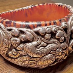 Vintage Sterling Silver Cellulose Bangle Bracelet