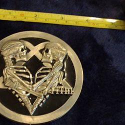 I Love You To Death Rare Metal Circular Belt Buckle