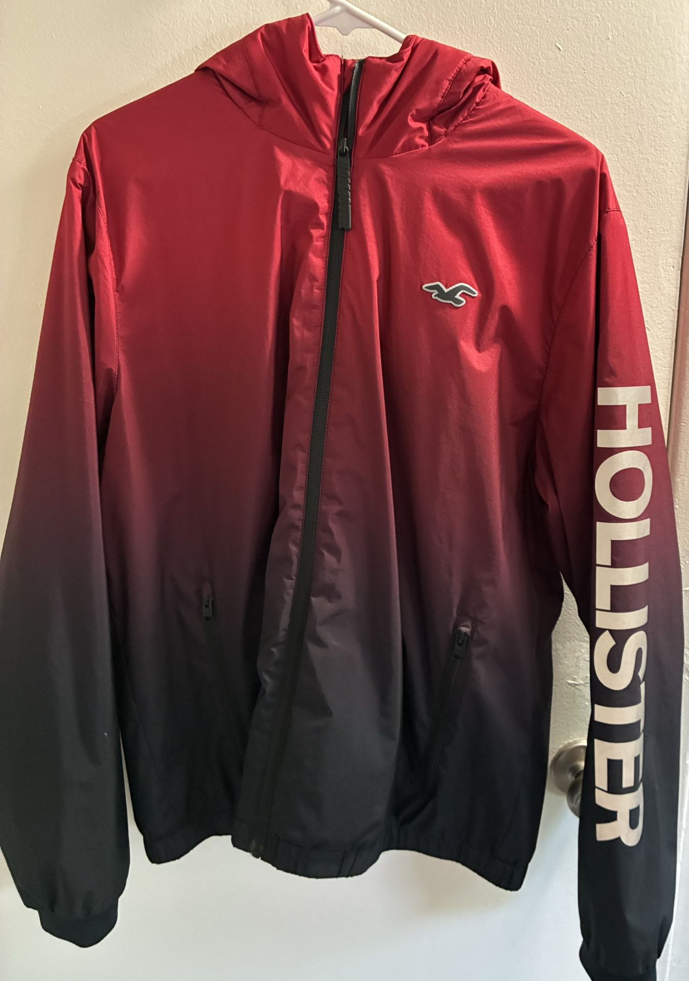 Red Hollister Jacket Warm Leather Men Medium 