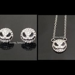 Jack Skellington Stud Earrings & Necklace Set