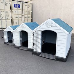 (NEW) Plastic Dog House w/ Lock Door (Medium $68, Large $100, X-Large $140) All Weather Cage Kennel 