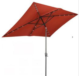 Umbrella
Sun-Ray6.6 ft. x 9.8 ft. Rectangular Steel Solar Market Umbrella in Scarlet/Burgundy