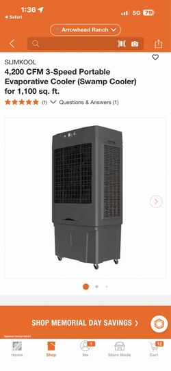 SLIMKOOL 4,200 CFM 3-Speed Portable Evaporative Cooler (Swamp Cooler) for 1,100 sq. ft.