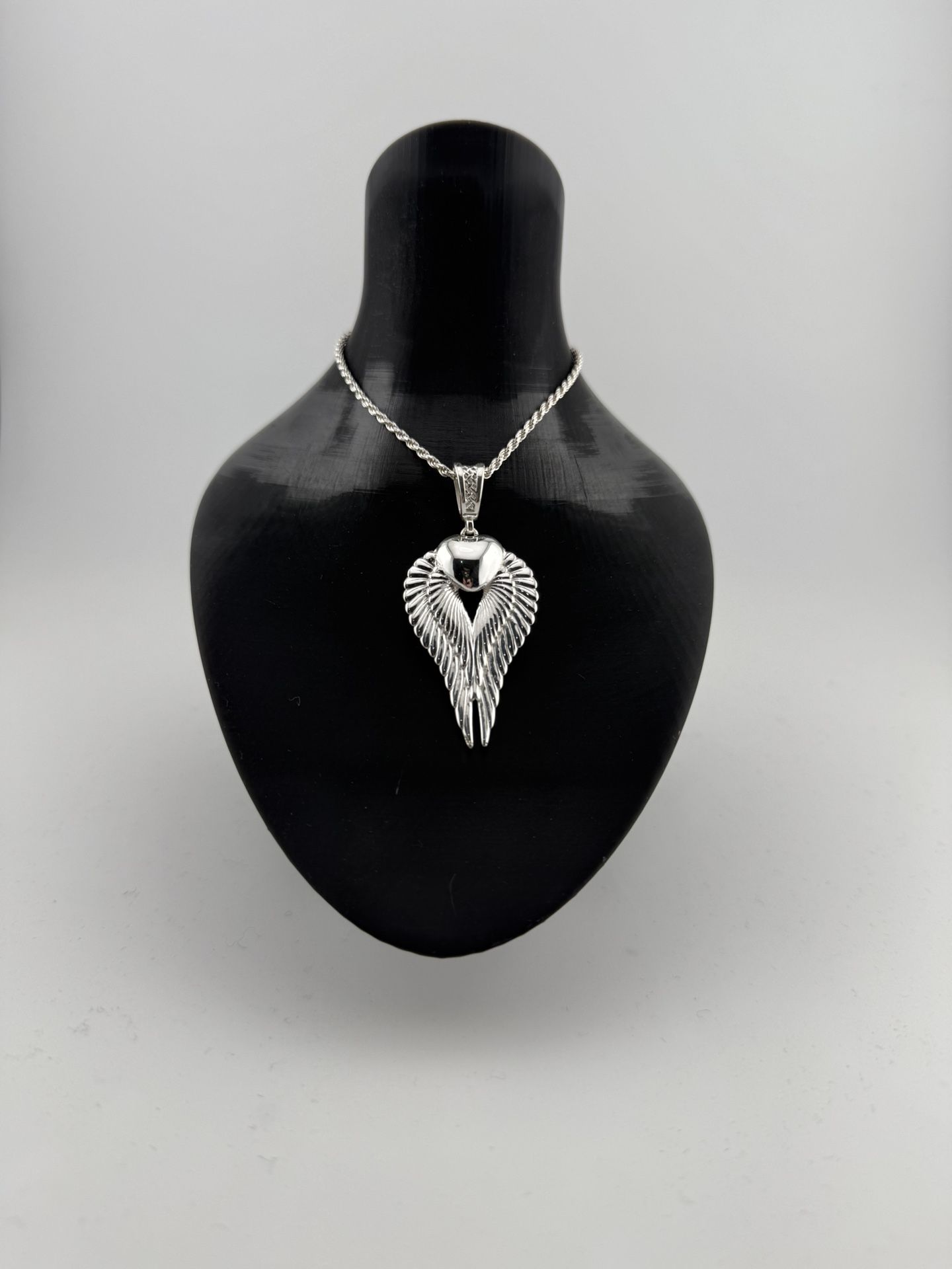 Silver Heart with Wings Pendant Chain