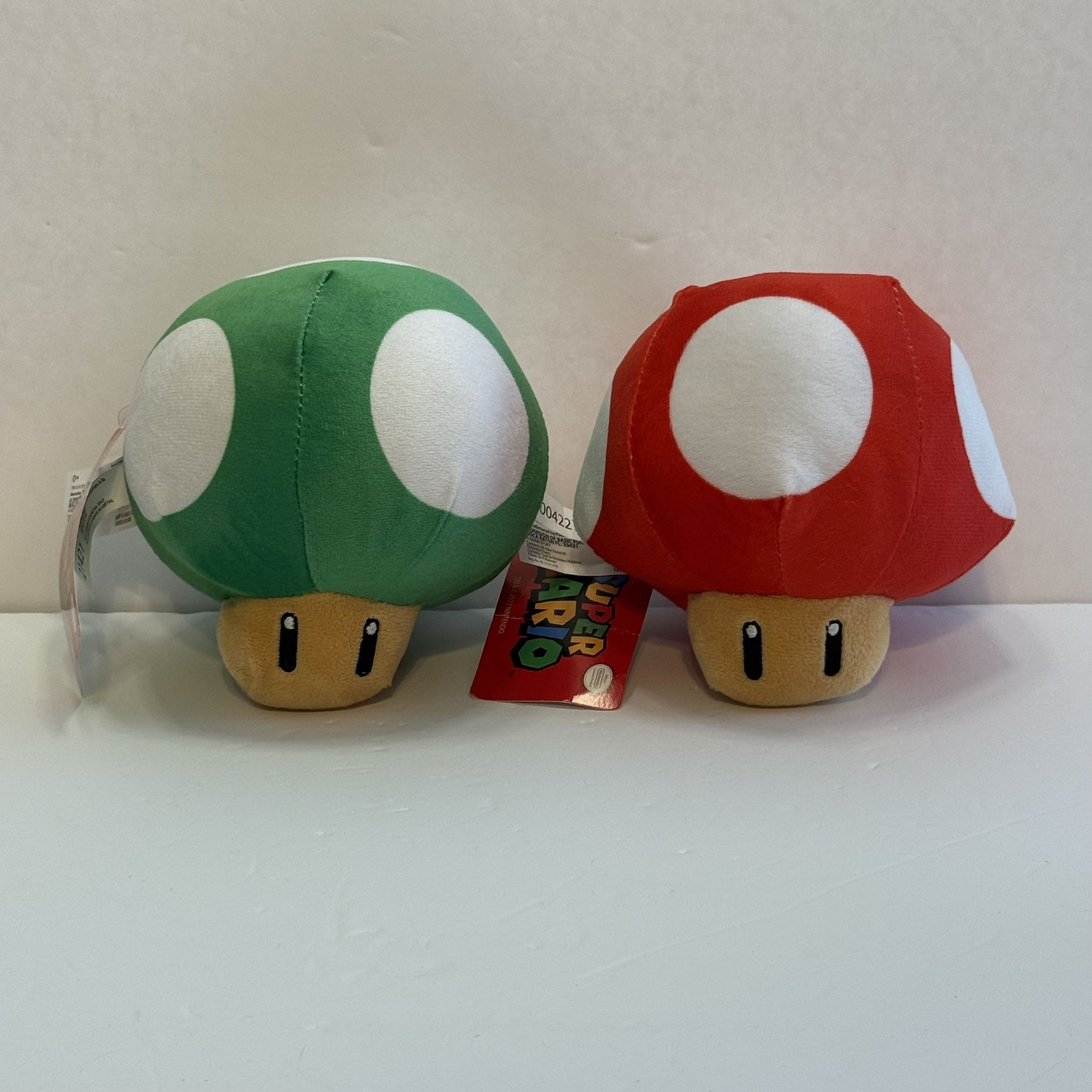 Super Mario Red & 1-UP Green Mushroom Plush Power-Up Good Stuff Bros. Nintendo
