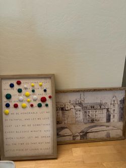 Framed Wall Art Set of 2 - Magnetic Memo Board + Paris Cityscape Print