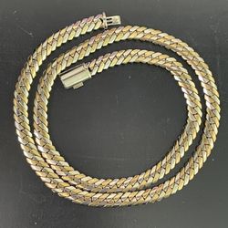 Solid 10k Gold 7mm Sharp Miami Cuban Chain 22 inch