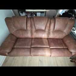 Brown Leather Couch (Recliner)