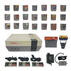 Nintendo NES Console Bundle - 3 Controllers  - 21 Games 2 Game Genies Power Cord