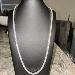 4mm Elegant Tennis Chain Silver White Gold Plated 22inch & 24inch