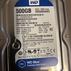 Western Digital 500GB Hard Drive Used