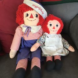Raggedy Ann and Andy Vintage Dolls.  SOLD AS PAIR ONLY. 