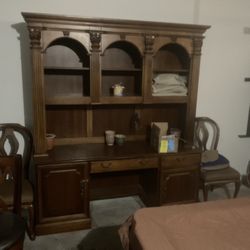 Large Two Piece Hutch With pull out computer keyboard shelf.