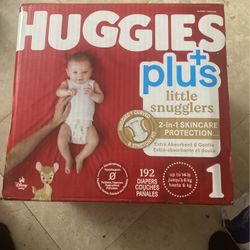 Huggie + Plus Little Smugglers Diapers 192 Pcs Size 1