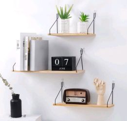 SET OF 2 ~ Wooden Wall Mounted Rustic Storage Shelves