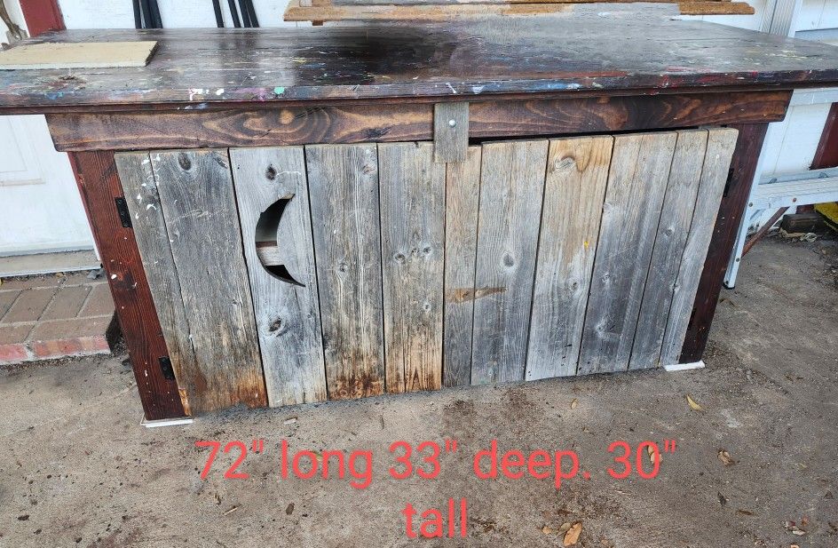 6ft Long Farmhouse Rustic Bar Or Workshop Bench Worktable Workbench Project bbq island