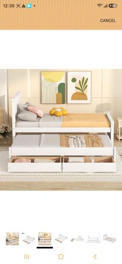 Twin Bed with Pull-Out Twin Bed & Storage Drawers (includes one mattress)– Excellent Condition!