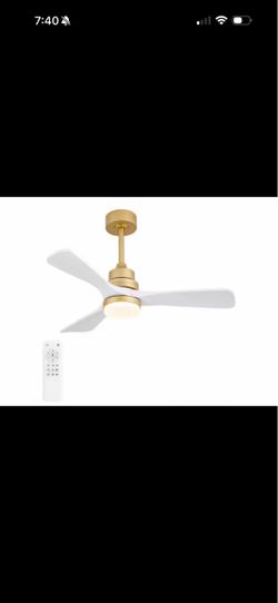 42 in. Indoor Gold Downrod Mount Dimmable Ceiling Fan with Light & Remote