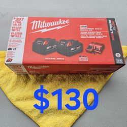 $130 Milwaukee 5.0ah Battery Charger Starter Kit (18-Volt) Batteries 