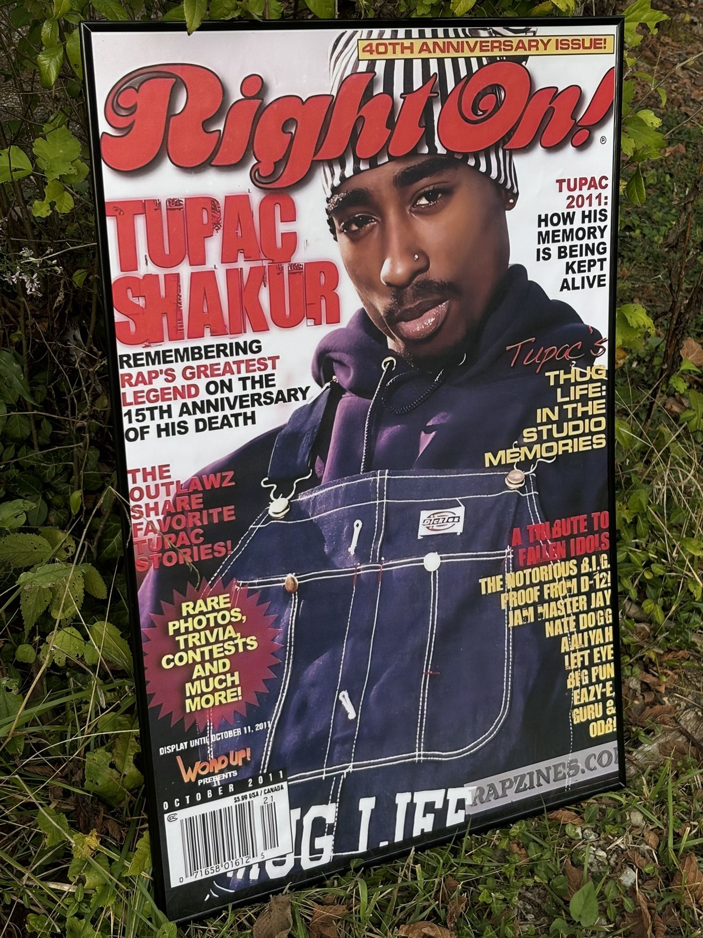 Right On! Magazine Tupac Shakur 40th Anniversary Poster – 2011 Tribute Cover – Rare Hip Hop Canvas Print