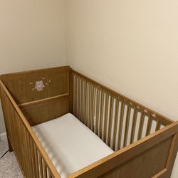 Baby Crib - Solid Wood With Mattress 
