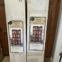 HAND CRAFTED WOODEN 3-PANEL LIBRARY SCREEN
